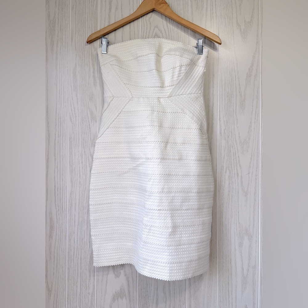 MIAMI Strapless Bodycon Dress Bandage Mid Length Party Cocktail IVORY Size M NWT